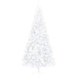 vidaXL Albero Natale a Metà con Luci LED e Supporto Bianco 210 cm PVC características