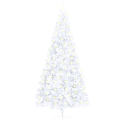 vidaXL Albero Natale a Metà con Luci LED e Supporto Bianco 210 cm PVC