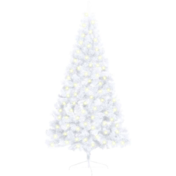 vidaXL Albero Natale a Metà con Luci LED e Supporto Bianco 150 cm PVC características
