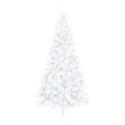 vidaXL Albero Natale a Metà con Luci LED e Supporto Bianco 180 cm PVC precio