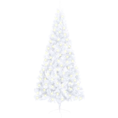 vidaXL Albero Natale a Metà con Luci LED e Supporto Bianco 180 cm PVC