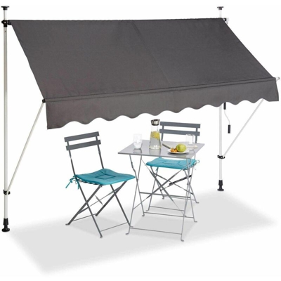 Bc-elec - HHYVA2512-ant Tenda da sole a scomparsa manuale per patio e terrazza 250x120cm grigio antracite - Nero