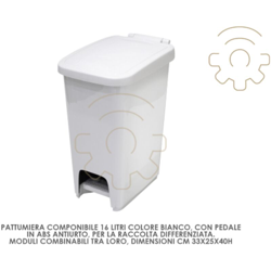 Pattumiera componibile 16 litri bianca con pedale cm 33 x 25 x 40 h raccolta differenziata rifiuti en oferta