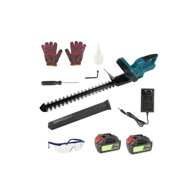 YASSIMY Tagliasiepi elettrico portatile con batteria agli ioni di litio e caricatore per tagliare arbusti, lunghezza di taglio 500 mm