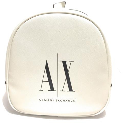 Borsa Donna Armani Exchange Zaino Backpack Logo Saffiano White