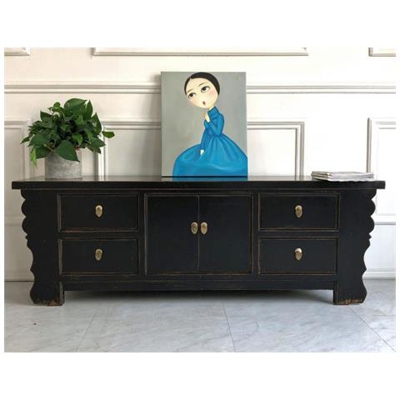 Credenza Credenza Tv Lowboard In Legno, Stile Cinese Orientale Vintage