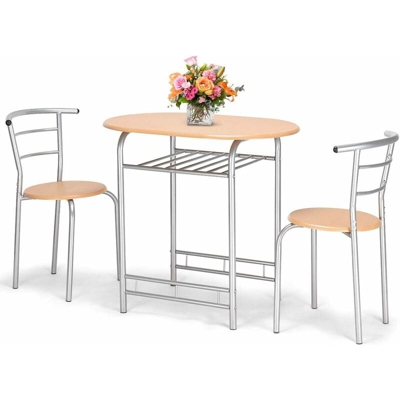 Set di Tavolo e 2 Sedie, Tavolo da Bistro Elegante, Tavolo da Bistro Salvaspazio, 80 x 53 x 74 cm/74 x 35 x 35 cm (Legno)