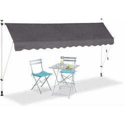 Bc-elec - HHYVA3512-ant Tenda da sole a scomparsa manuale per patio e terrazza 350x120cm grigio antracite - Nero en oferta