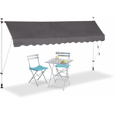 Bc-elec - HHYVA3512-ant Tenda da sole a scomparsa manuale per patio e terrazza 350x120cm grigio antracite - Nero