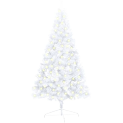 vidaXL Albero Natale a Metà con Luci LED e Supporto Bianco 120 cm PVC en oferta