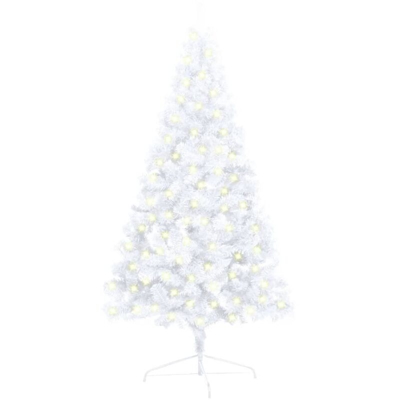 vidaXL Albero Natale a Metà con Luci LED e Supporto Bianco 120 cm PVC