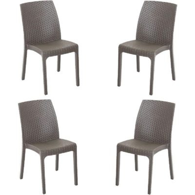 Sedia VIRGINIA in simil rattan set 4 pezzi CAFFE'