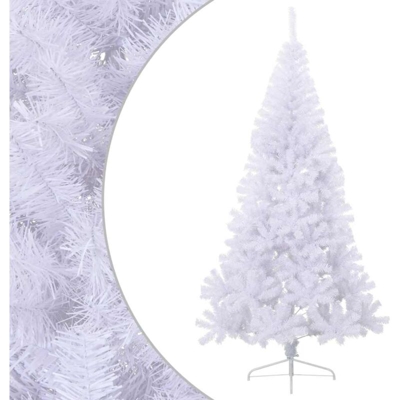 vidaXL Albero Natale a Metà con Luci LED Bianco 180 cm in PVC