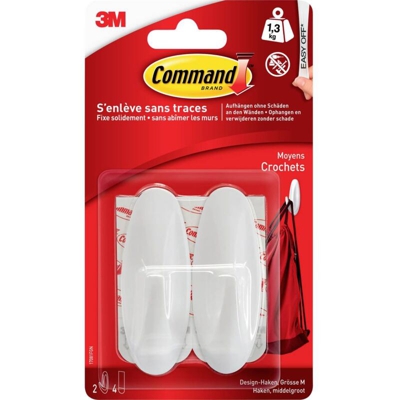 3M Ganci di design medium™ Command (L x L x A) 79 x 29 x 29 mm Bianco Contenuto: 2 pz.