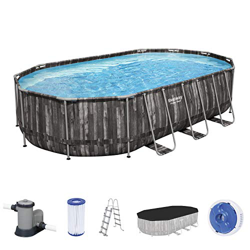Bestway Power Steel Vasca con Telaio in Acciaio, Rattan Grigio en oferta