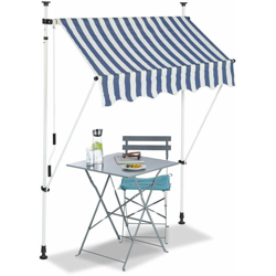 Bc-elec - HHYVA1512-Bluewhite Tenda da sole manuale a scomparsa per patio e terrazza 150x120cm bianca e blu - Blanco en oferta