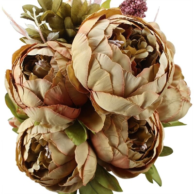 1 mazzo di fiori finti vintage peonia artificiale fiori di seta matrimonio decorazione della casa caffè