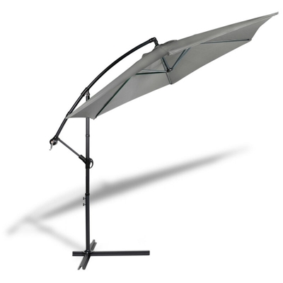 909 OUTDOOR Ombrellone Decentrato da Giardino, Ombrellone Pensile in Poliestere e Metallo con Fodera, Parasole Grigio da Giardino con inclinazione