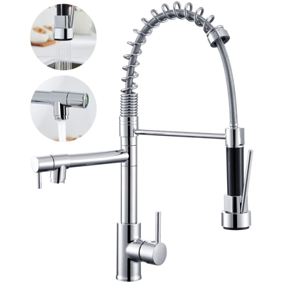 Rubinetto Cucina Miscelatore ad Alta Pressione con Doccetta Estraibile con Molla,Miscelatore Monocomando Lavello,Acqua Fredda e Calda,360 Grado