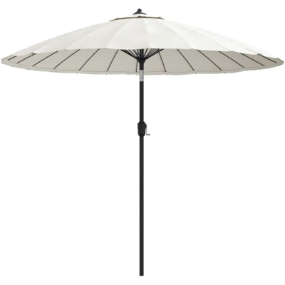 vidaXL Ombrellone da Esterni con Palo in Alluminio 270 cm Bianco Sabbia - Bianco