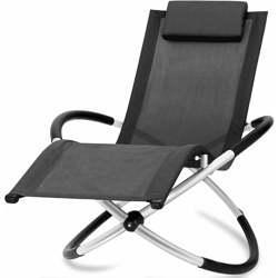 Bc-elec - HMBL-04-BLACK Sedia a sdraio nera, poltrona da giardino, sedia da giardino, sedia a dondolo, resistente alle intemperie, max 180kg - Nero en oferta