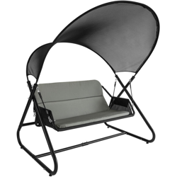 SoBuy Sedia a dondolo Altalena da giardino Dondolo panca da giardino con tenda da sole grigio capacità di carico 300 kg OGS58-HG precio
