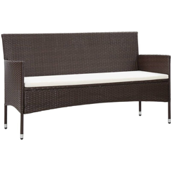 vidaXL Divano da Giardino a 3 Posti con Cuscini Marrone in Polyrattan - Marrone características