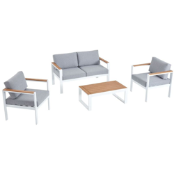 Maringo, salotto da giardino basso bianco in alluminio 4 posti en oferta