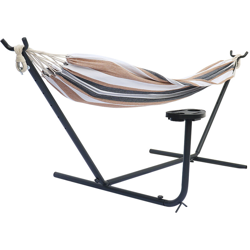 Supporto per amaca, con portabicchieri Supporto per amaca in metallo per letto a dondolo sospeso e sedie sospese Capacità di carico 120 kg - Noir en oferta