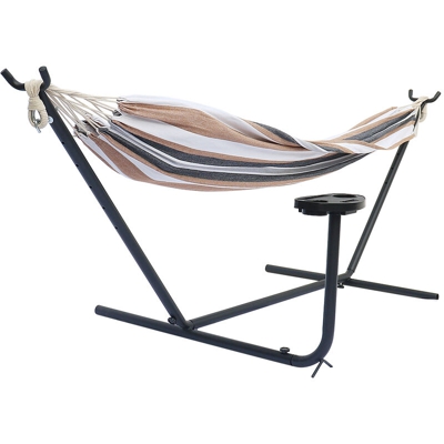 Supporto per amaca, con portabicchieri Supporto per amaca in metallo per letto a dondolo sospeso e sedie sospese Capacità di carico 120 kg - Noir