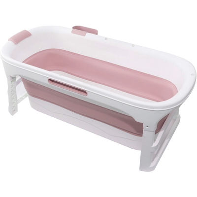 Mohoo - Vasca da bagno pieghevole da 1,4 m Vasca da bagno portatile Vasca da massaggio per sauna per adulti per bambini (rosa, senza coperchio)