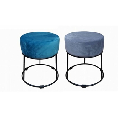 Poggiapiedi Grigio Turchese Poliestere Metallo (2 pcs) (30 x 30 x 35 cm) - Dkd Home Decor