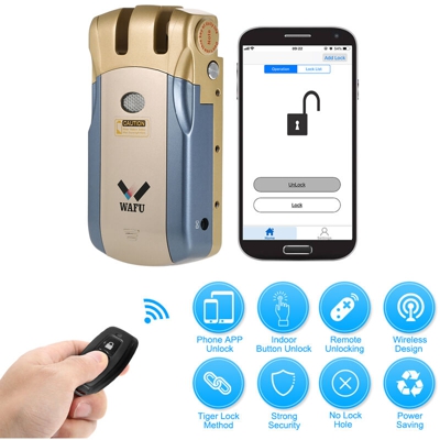WAFU WF-018U Serratura telecomando senza fili Sicurezza Serratura intelligente senza chiave invisibile Serratura intelligente in metallo in lega di