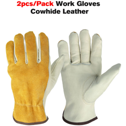 Guanti da lavoro 2 pezzi / pacco Guanti da lavoro in pelle di vacchetta Guanti da lavoro per saldatura Guanti di protezione per la sicurezza del precio
