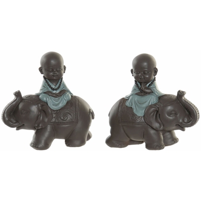 Statua Decorativa DKD Home Decor Resina Elefant (2 pcs) (13 x 6 x 12.5 cm)