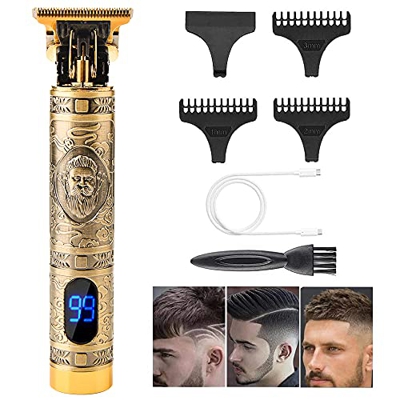 VUENICEE Tagliacapelli Uomo Professionale,T-Blade 0mm Tagliacapelli Taglierina Barbiere Barba,Impermeabile USB Ricaricabile Schermo LED Digitale Elett