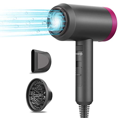 Asciugacapelli da 2000 W, potente agli ioni di litio, con 3 livelli riscaldamento e raffreddamento, asciugacapelli diffusore concentratore, profession