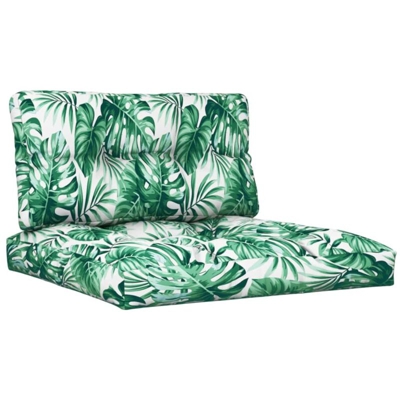 vidaXL Cuscini per Divano a Pallet 2 pz Motivo a Foglie - Multicolore