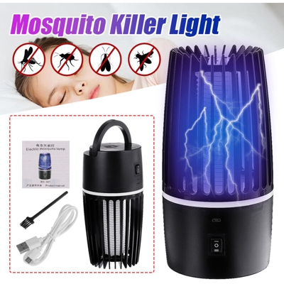 USB Fly Bug Pest Zapper Lampada trappola luce LED repellente per zanzare elettrica (nero, tipo C)