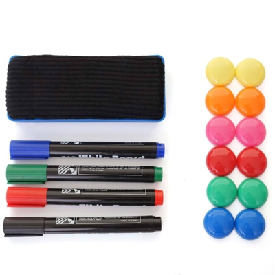 Set accessori HWC-C93 per lavagna magnetica spugnetta, pennarelli e calamite