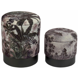 Poggiapiedi Grigio Poliestere Metallo Palme (2 pcs) - Dkd Home Decor precio