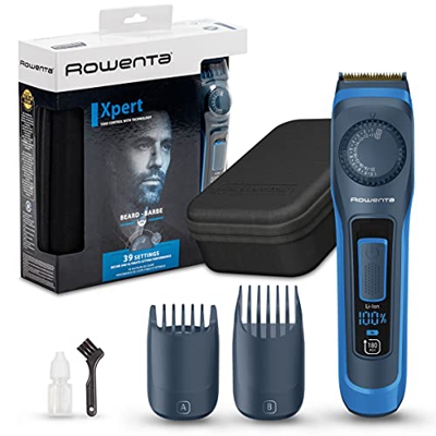 Rowenta Virtuo Expert TN3840 - Tagliacapelli da uomo, lame in titanio, 180 min autonomia, 39 lunghezze di taglio, facile pulizia, lame in titanio, reg