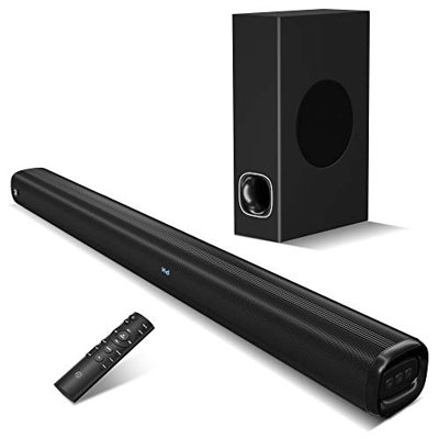 Soundbar con subwoofer, 2.1 canali con audio surround 3D, funziona con TV 4K & HD, HDMI (ARC)/Optical/Aux/USB/Bluetooth 5.0 (modello: P28, 160 W)
