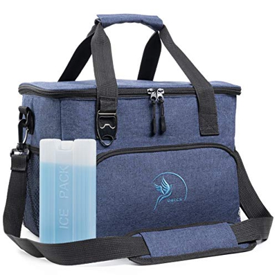 Obics borsa frigo 20l blu pieghevole, borsa da picnic uomo termo isolata per il lavoro e il pranzo, borsa per alimenti per il viaggio e l'auto con bat