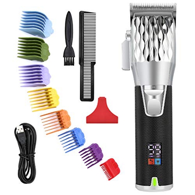 BESTBOMG Tagliacapelli professionale con batteria da 2500 mAh, rasoio di precisione da uomo, con display a LED, 8 ganci, 6000 rpm