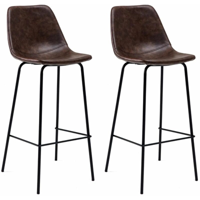 BROOKLYN - Set di 2 sgabelli da bar Vintage - gambe in ferro e della sede di nero in similpelle in tutti i comfort - Testa di Moro - sedile altezza