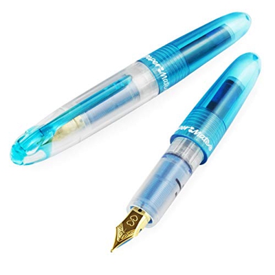Paper Mate - Penna stilografica compatta, punta fine, inchiostro blu, fusto blu, confezione da 2
