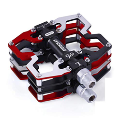 Pedali per Bicicletta, Pedali MTB Antiscivolo in Lega di Alluminio per Bici da Strada MTB BMX Ciclismo da 9/16" (Rosso) precio