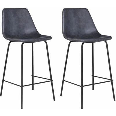 BROOKLYN - Set di 2 sgabelli da bar Vintage - gambe in ferro e della sede di nero in similpelle in tutti i comfort - grigio scuro - Seduta Altezza 65