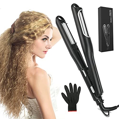 Zoomarlous - Piastra Frisee per capelli mossi onde Effetto Naturale con scanalature larghe, 420 F, per capelli e capelli